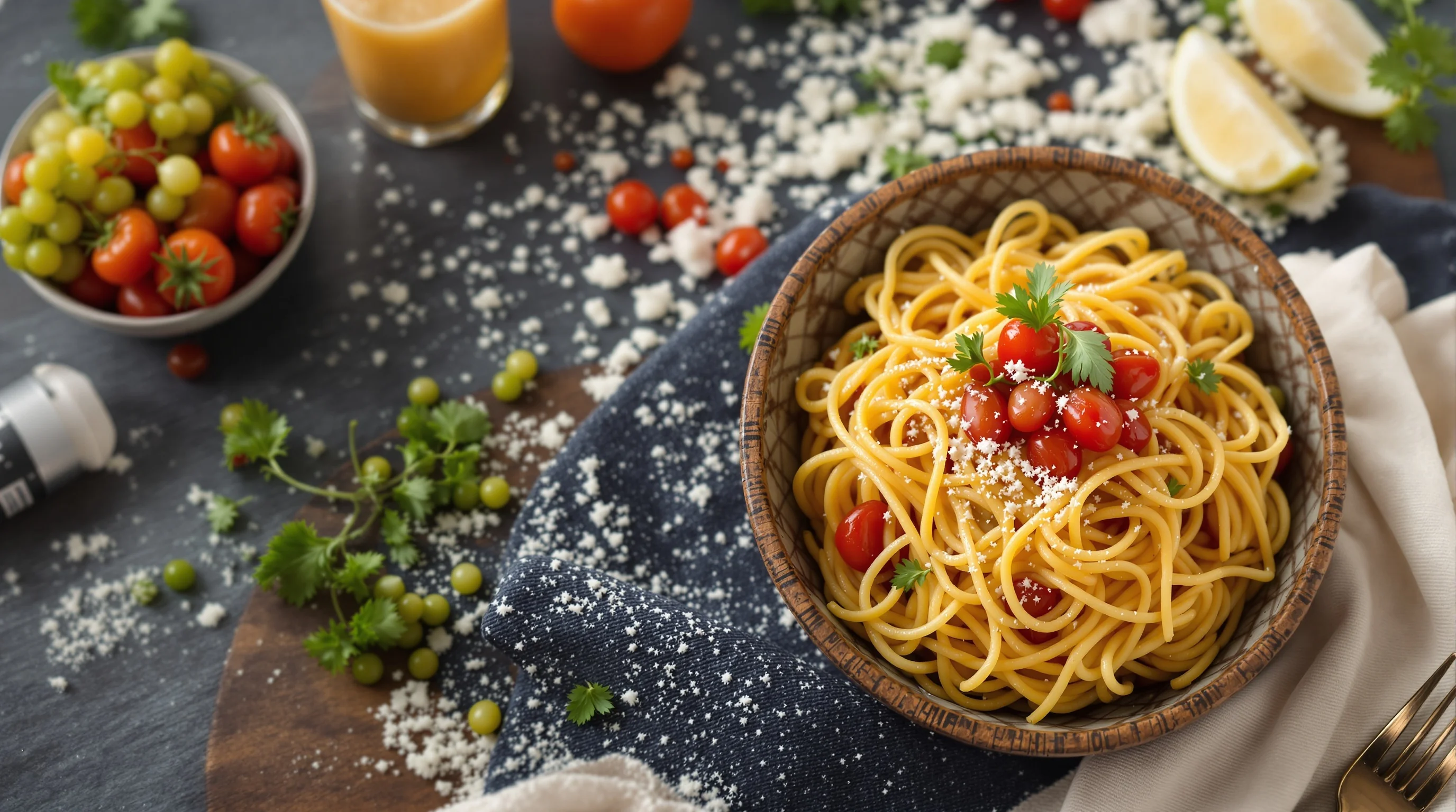 Before and after of a dish transformed by AI styling