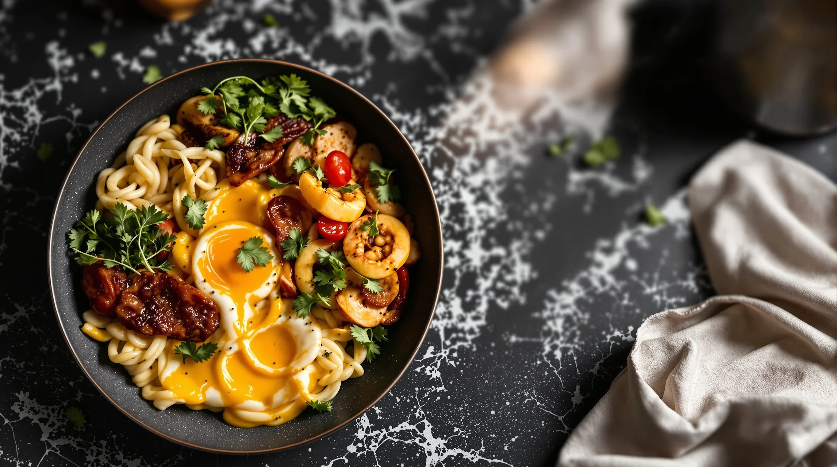 Smartphone photo transforming into a stylized, professional food image with subtle AI overlay graphics