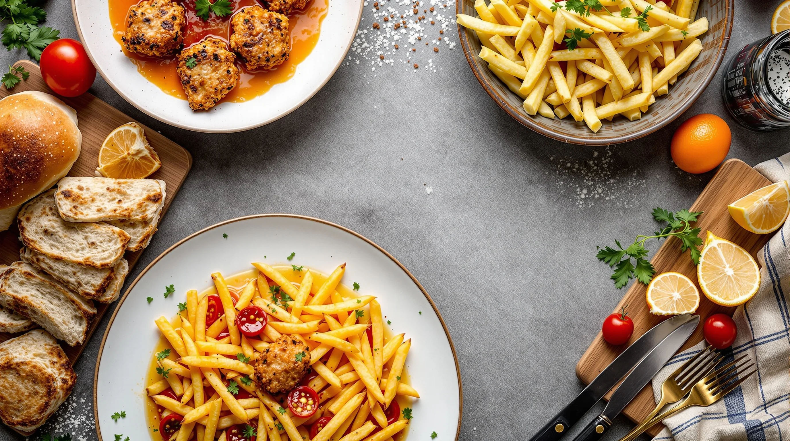 Before and after food photo editing on a smartphone