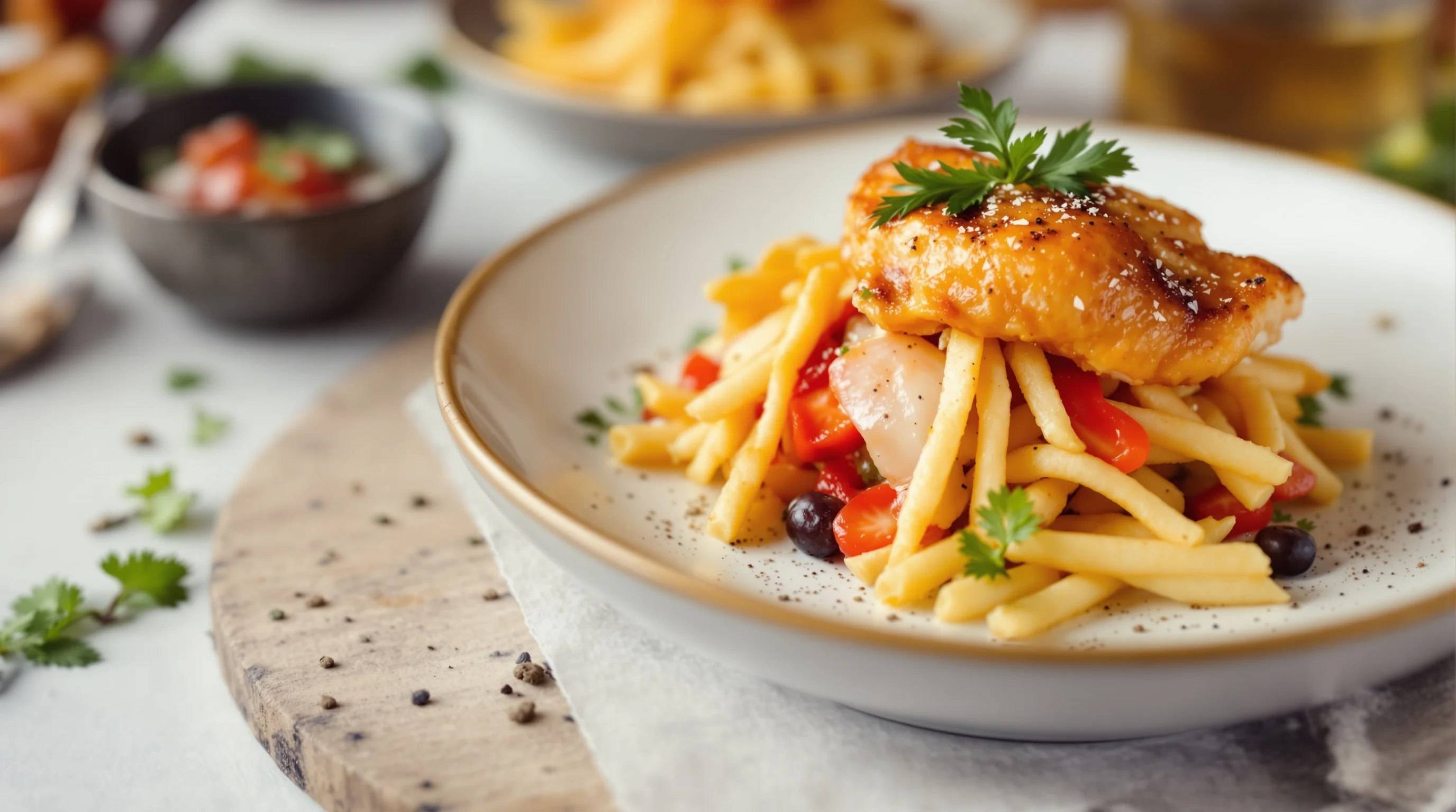 Before and after AI photo transformation for a restaurant dish