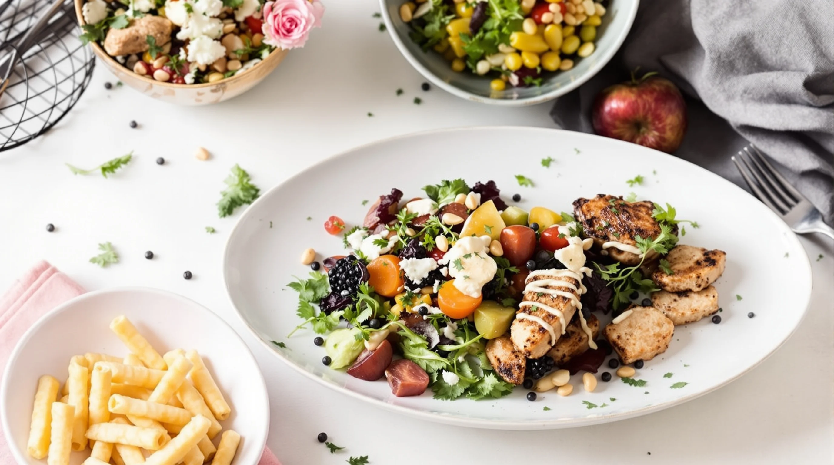 Smartphone on tabletop tripod shooting a moody soup bowl from a 45 degree angle next to a diffuser