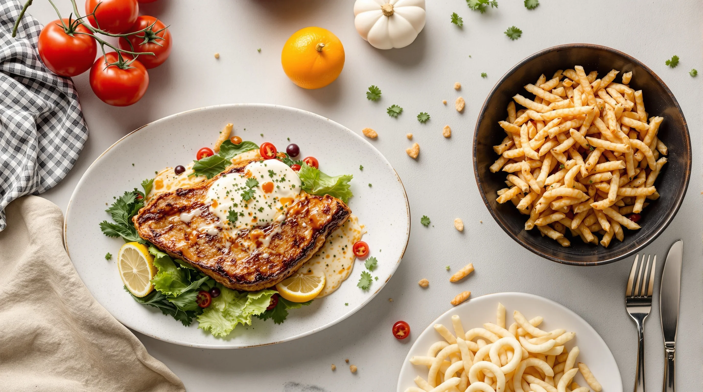 Hero: smartphone capturing a brightly lit dish with editing overlays