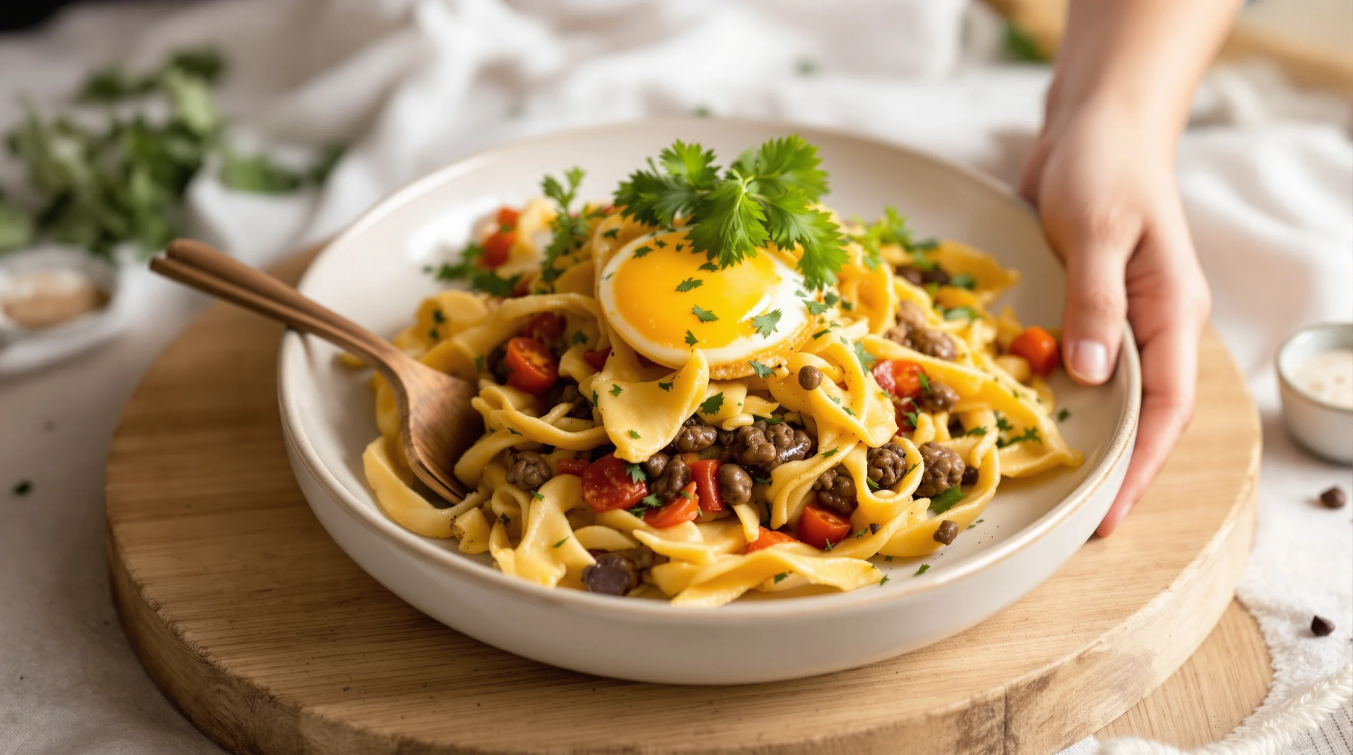 Before and after example of a dish transformed by AI styling