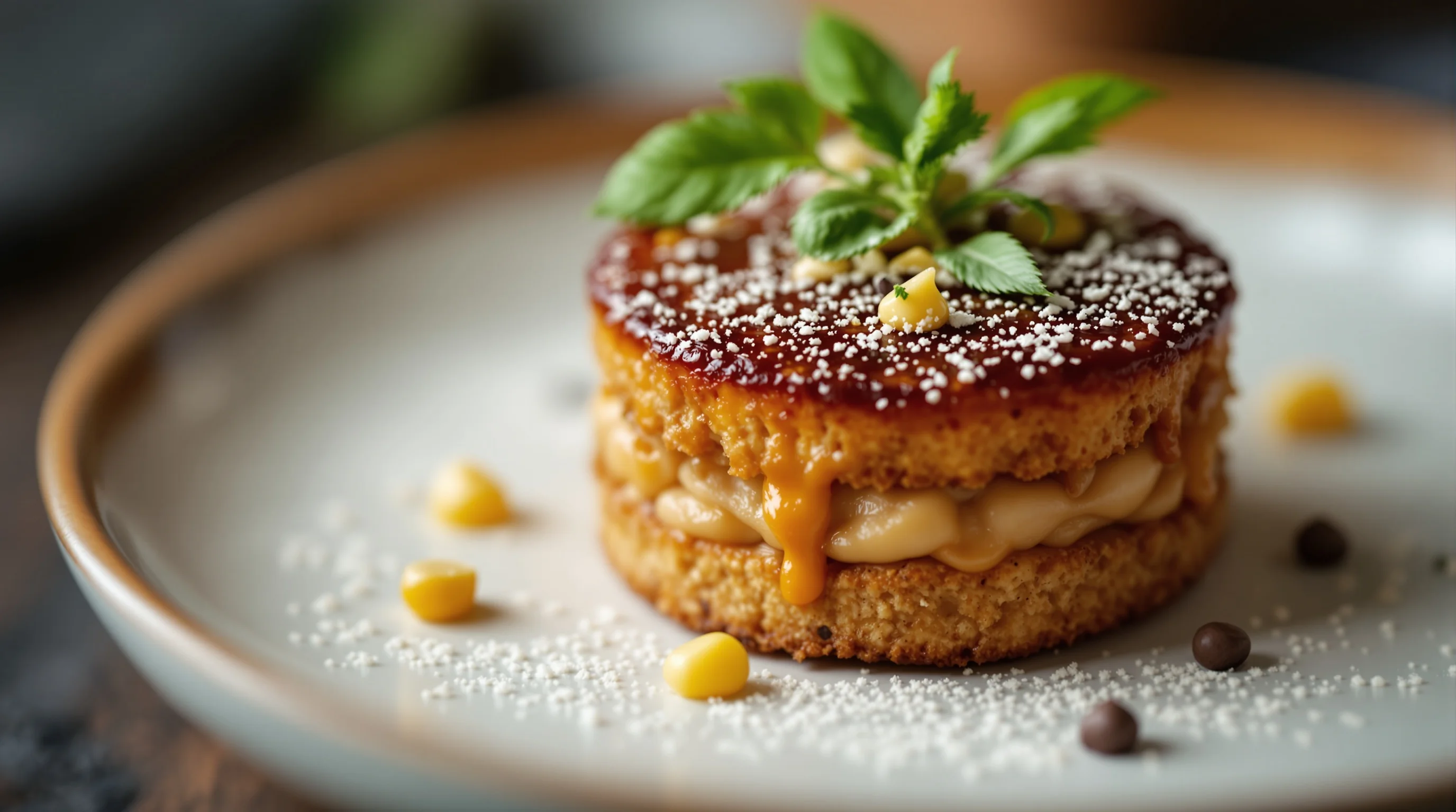 Close-up macro shot of a strawberry slice showing droplets and texture