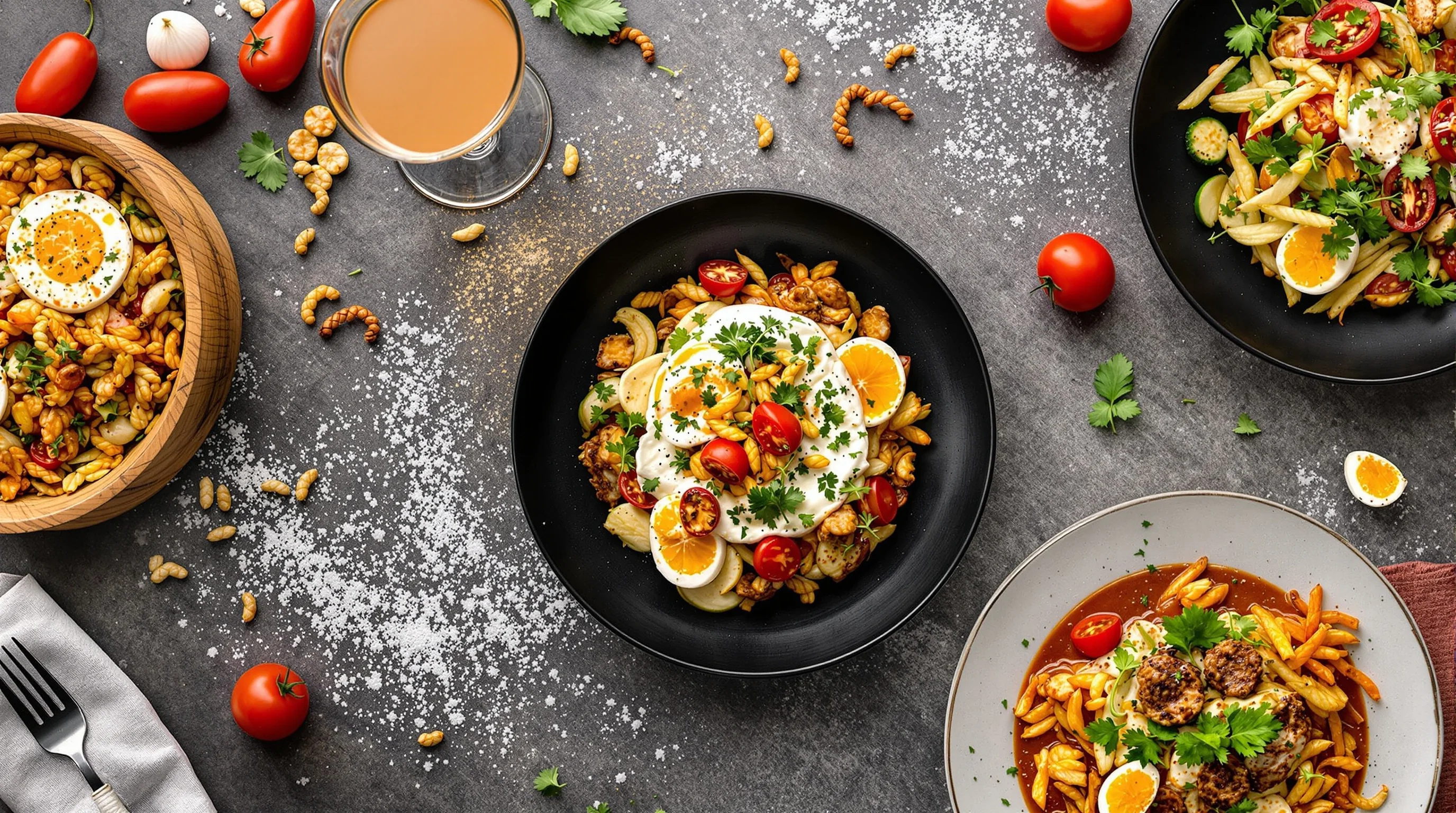 Sequence showing a smartphone photo transformed into multiple AI-styled menu images