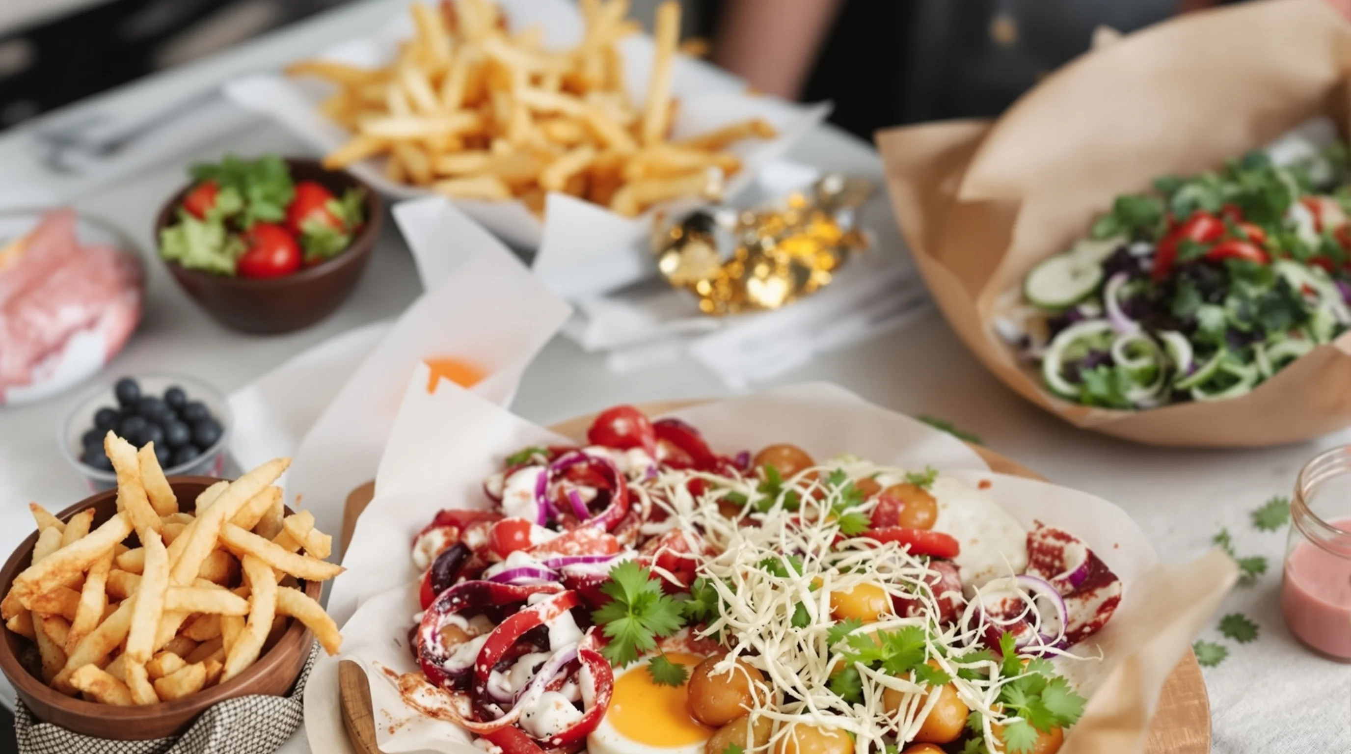 Side-by-side example of a poorly composed dish and a corrected, optimized image