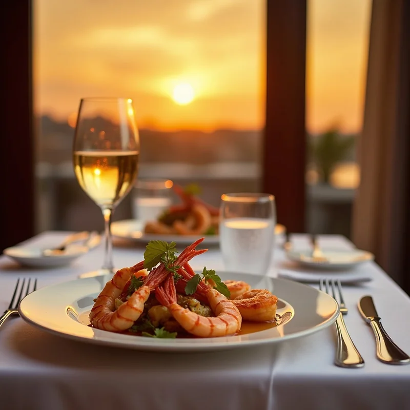 Fine dining table sunset