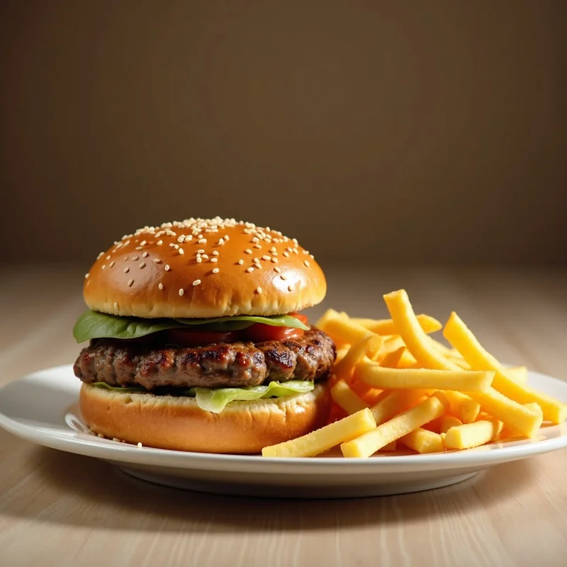 Menu burger and fries